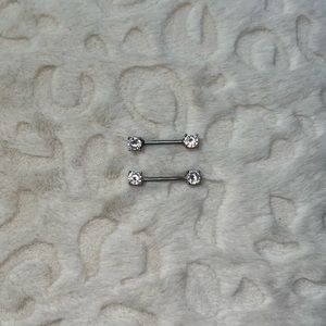 Two Diamond Bar Piercings
